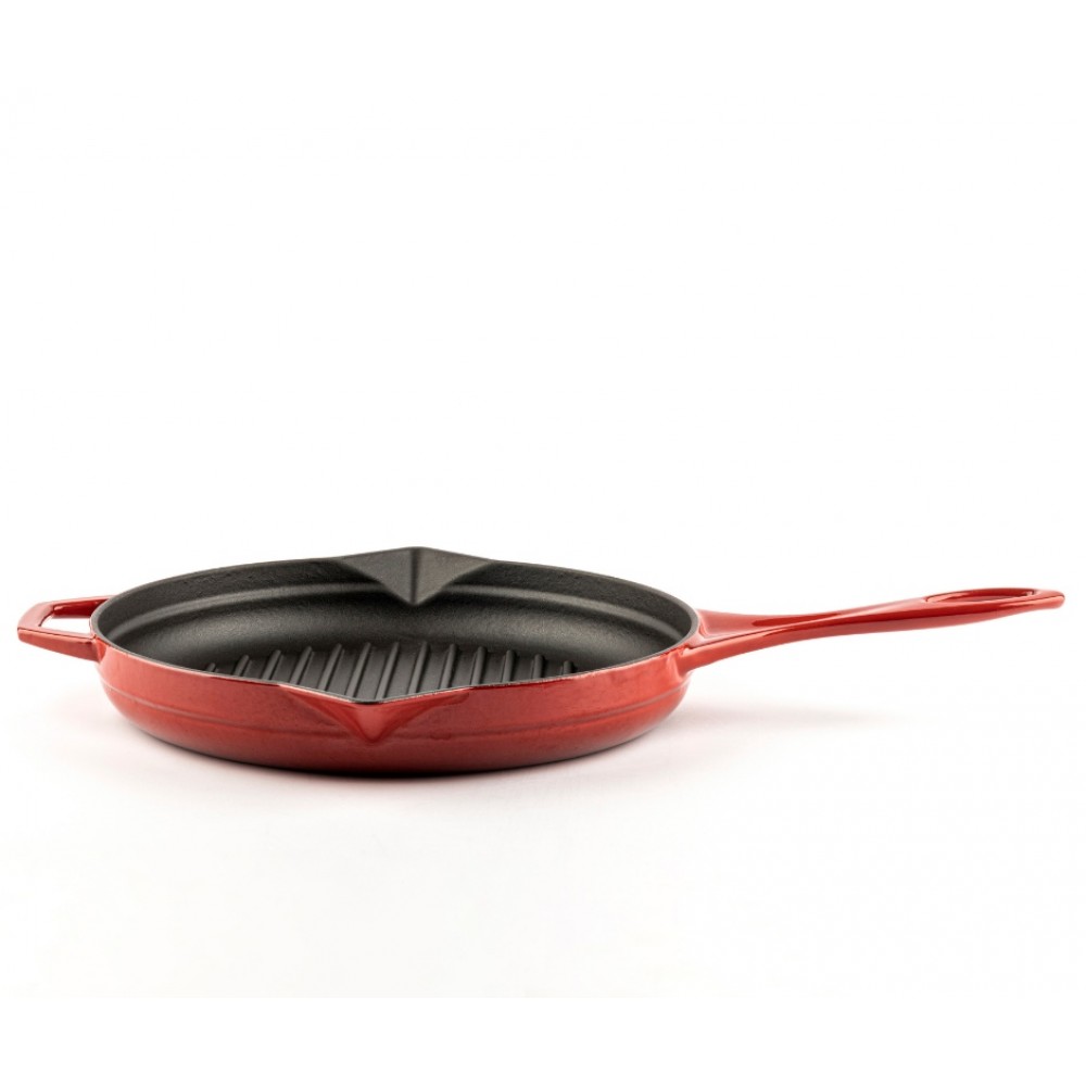 Emaloitu valurautainen grillipannu Hosse, Rubin, Ф28cm | Valurautainen grillipannu | Valurautapannu |