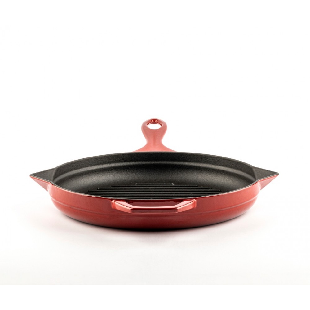 Emaloitu valurautainen grillipannu Hosse, Rubin, Ф28cm | Valurautainen grillipannu | Valurautapannu |