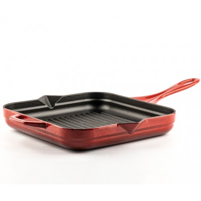 Emaloitu valurautainen grillipannu Hosse, Rubin, 28x28cm - Valurautainen grillipannu