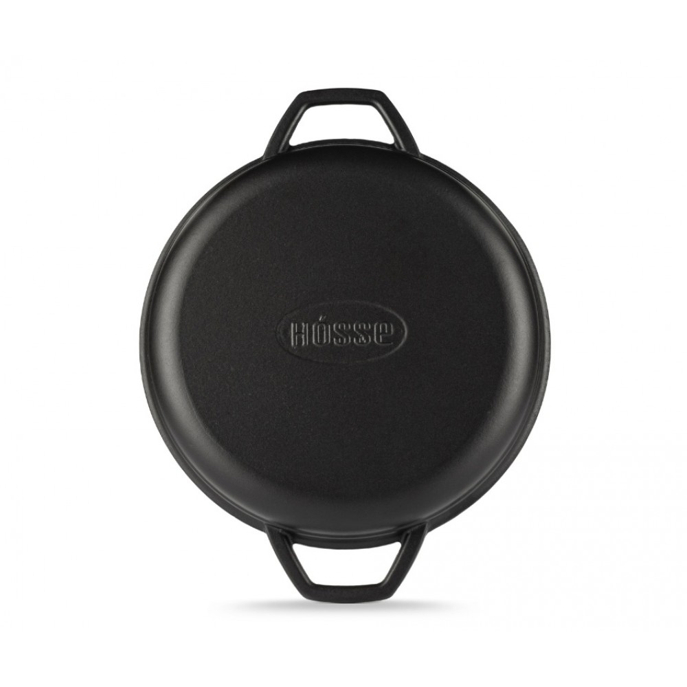 Emaloitu valurautainen grillipannu Hosse, Black Onyx, Ф22cm | Tasainen valurautapannu | Valurautapannu |