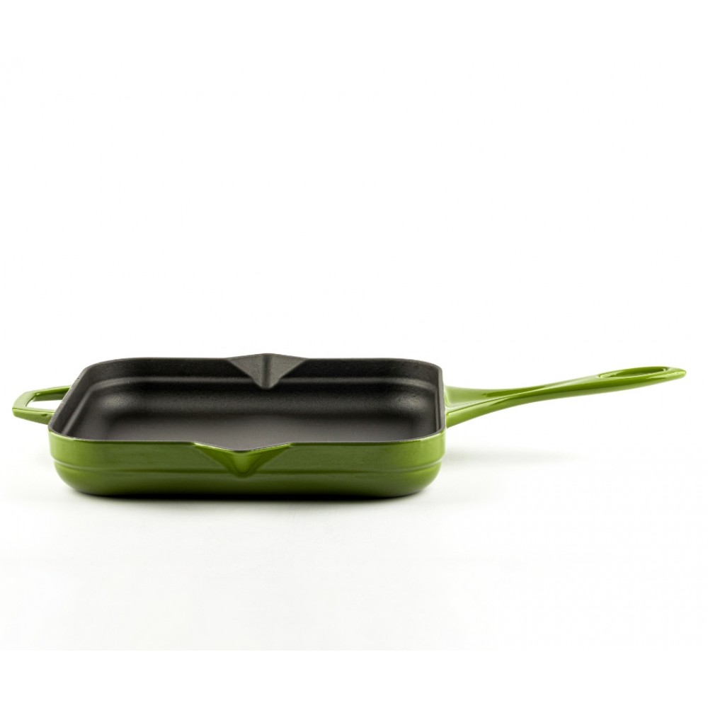 Emaloitu valurautapannu Hosse, Bamboo, 28x28cm | Tasainen valurautapannu | Valurautapannu |