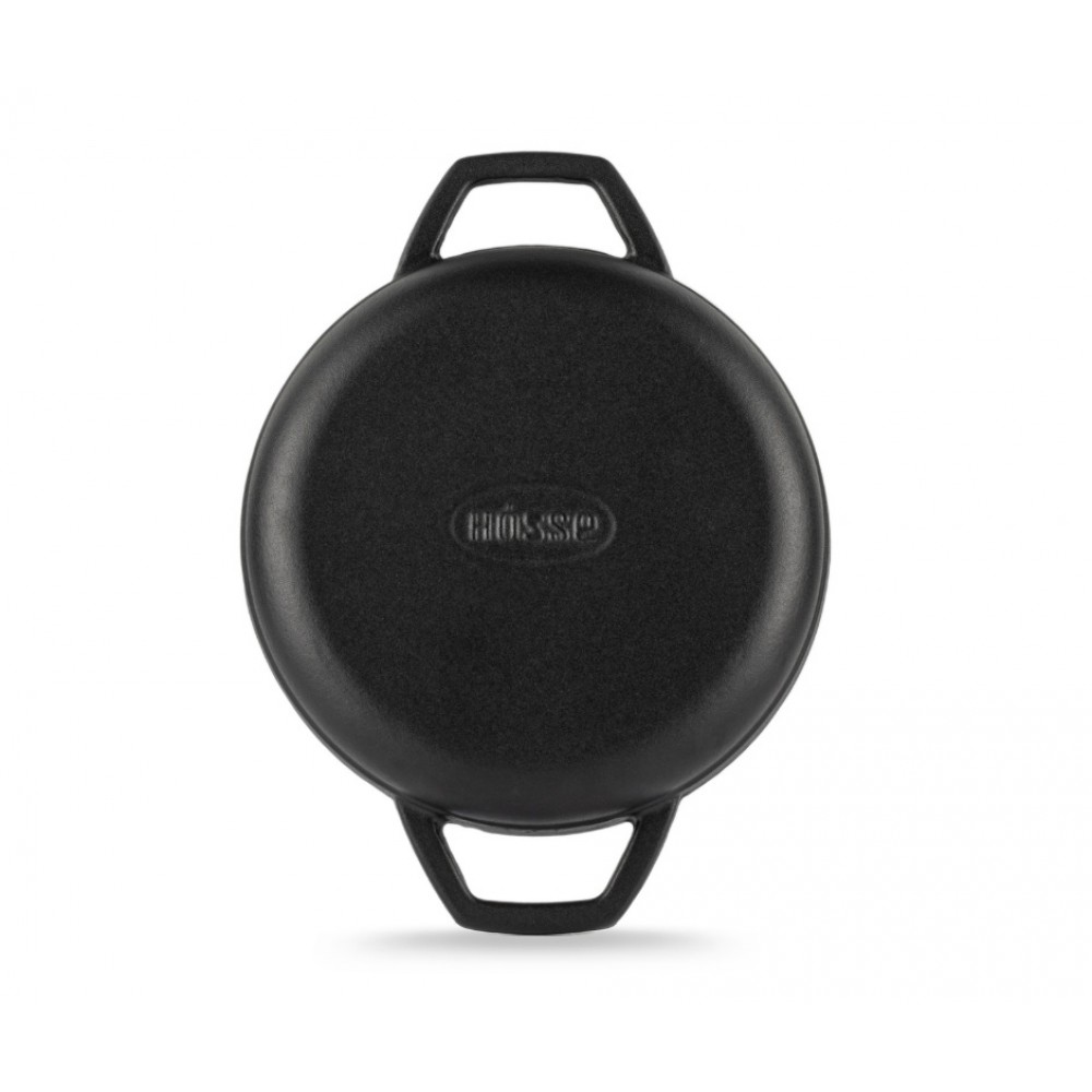 Emaloitu valurautapannu kahdella kahvalla Hosse, Black Onyx, Ф19cm | Tasainen valurautapannu | Valurautapannu |