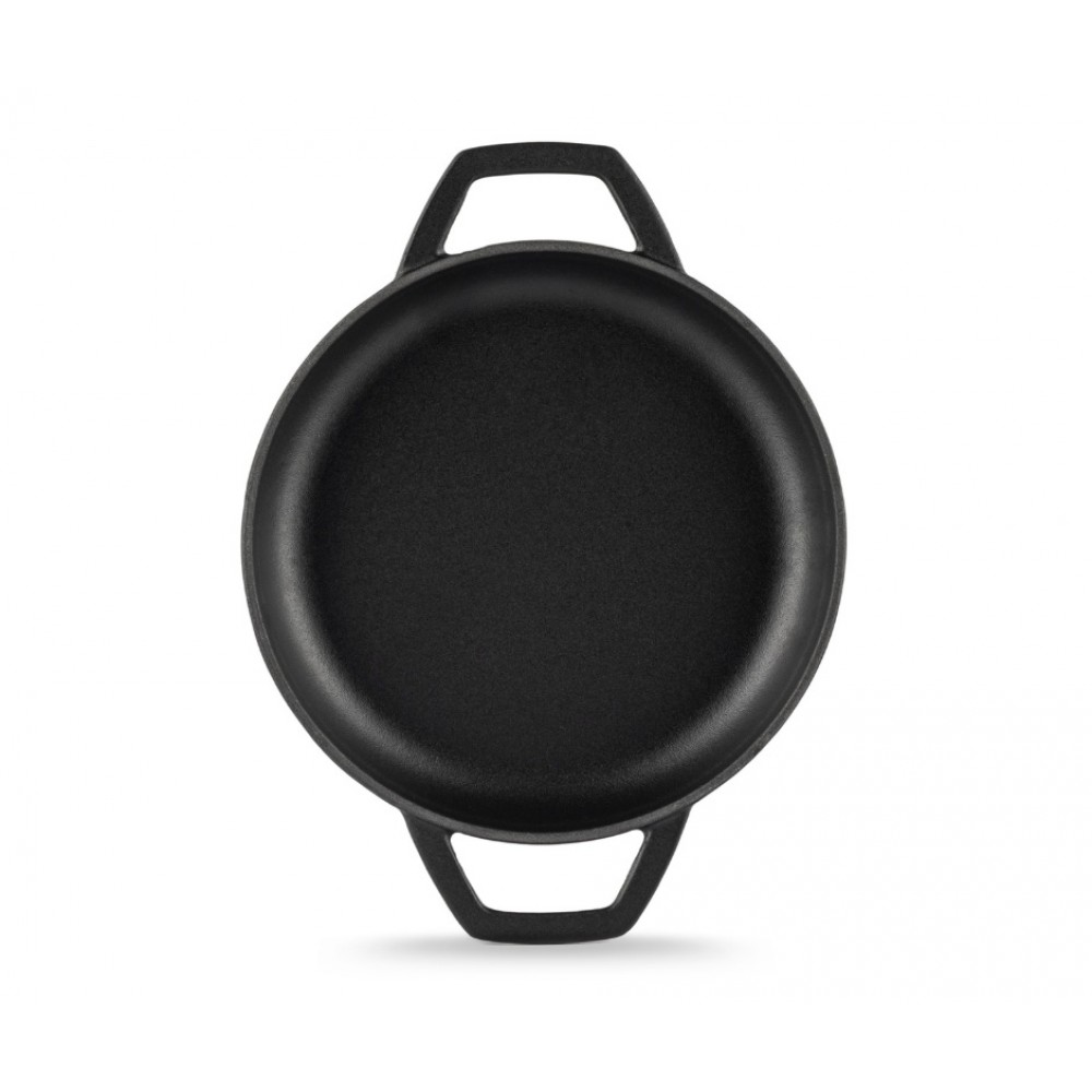 Emaloitu valurautapannu kahdella kahvalla Hosse, Black Onyx, Ф19cm | Tasainen valurautapannu | Valurautapannu |