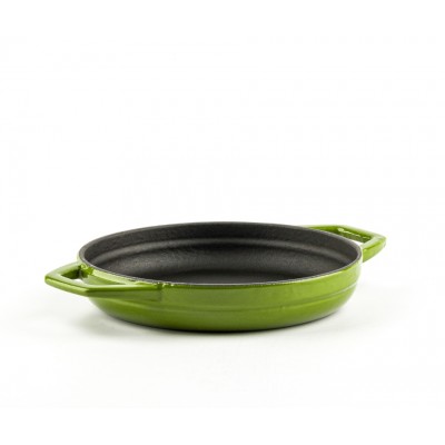Emaloitu valurautapannu kahdella kahvalla Hosse, Bamboo, Ф16cm - Tasainen valurautapannu