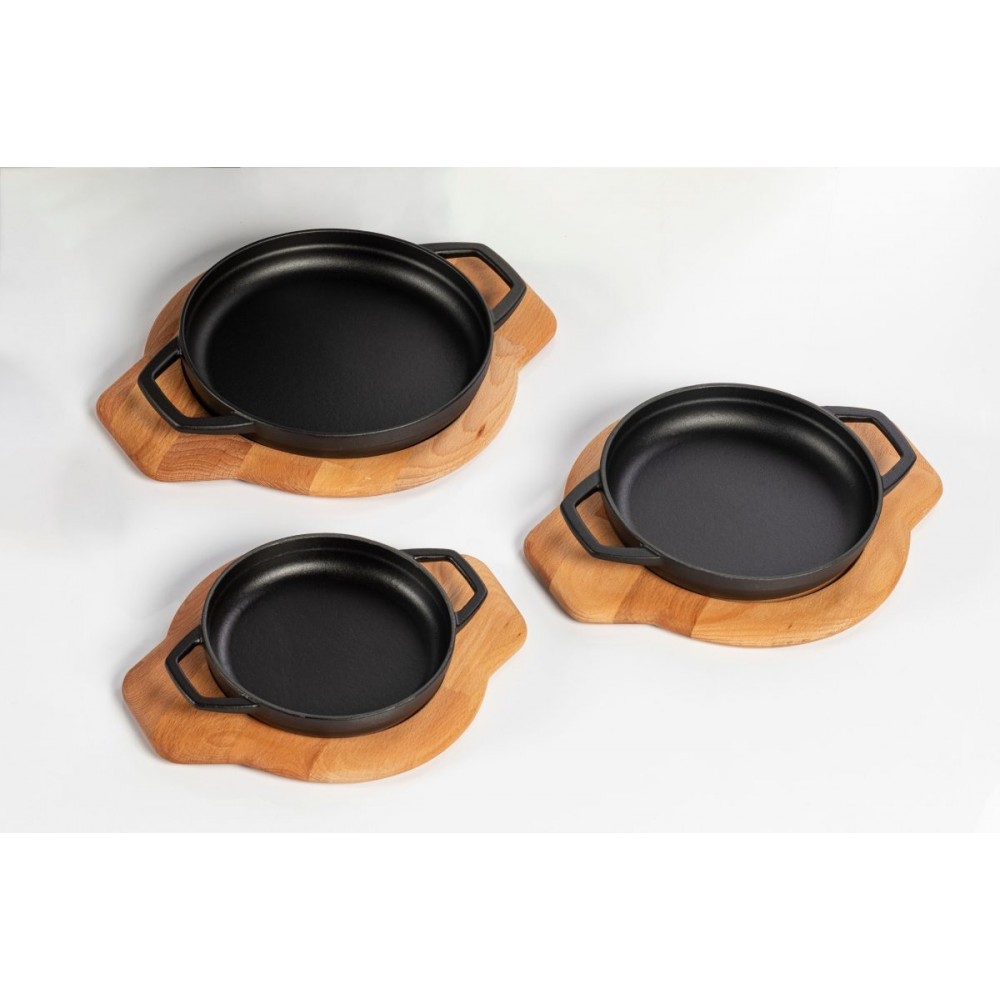Emaloitu valurautapannu kahdella kahvalla Hosse, Black Onyx, Ф22cm | Tasainen valurautapannu | Valurautapannu |