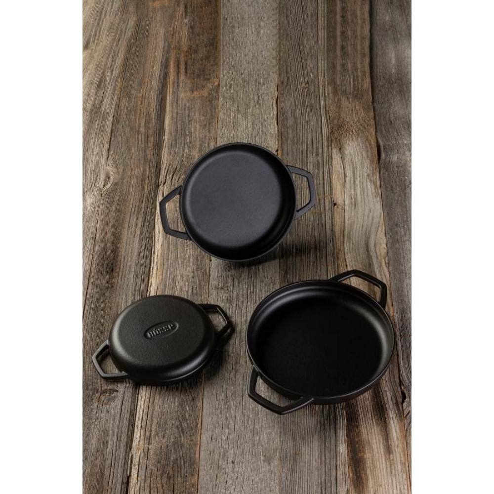 Emaloitu valurautapannu kahdella kahvalla Hosse, Black Onyx, Ф22cm | Tasainen valurautapannu | Valurautapannu |