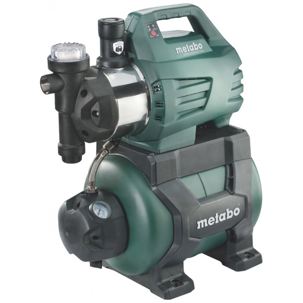Yksivaiheinen hydroforivesipumppu METABO HWWI 3500/25 INOX, teho 1100 W, virtaus 3500 l/h, säiliön tilavuus 24 L, nostokorkeus 45 m | Hydrofori | Vesipumppu |