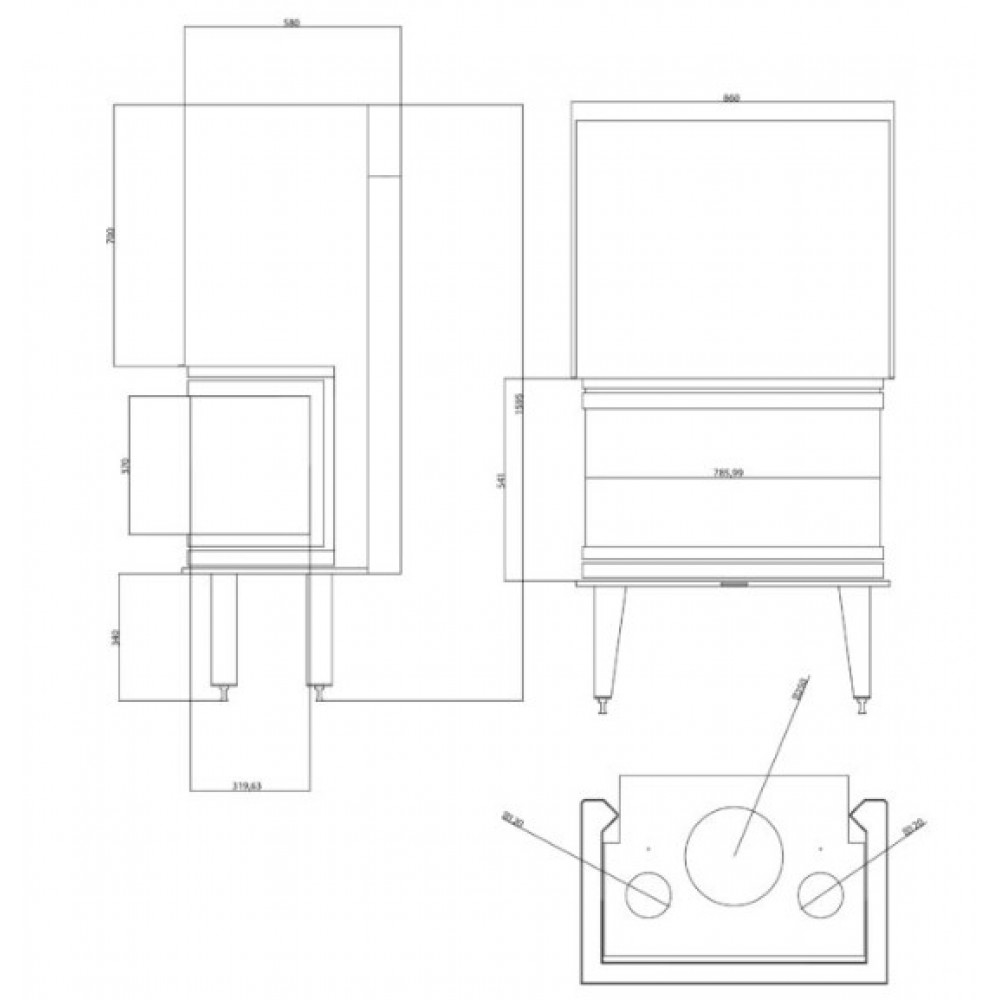 Takkasydän Balkan Energy ATS AIR PANORAMA 800, 16.04kW | Takkasydämet | Takat |