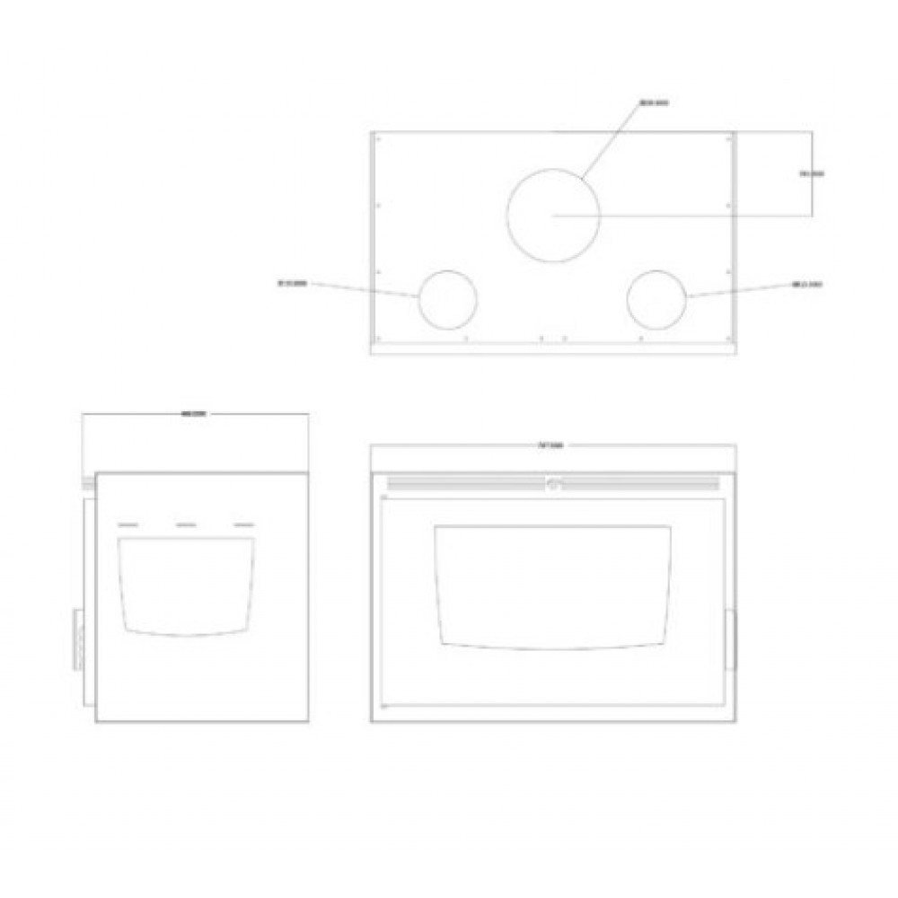 Takkasydän Balkan Energy ATS INSERT CORNER AIR 800, tuulettimella ja ilmanjohtoineen, vasemmalle, 13.73kW | Takkasydämet | Takat |