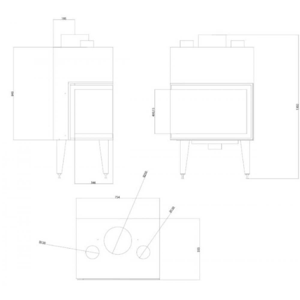 Takkasydän Balkan Energy ATS STABLE AIR CORNER 700, ilmanjohtoineen, vasemmalle, 14.01kW | Takkasydämet | Takat |