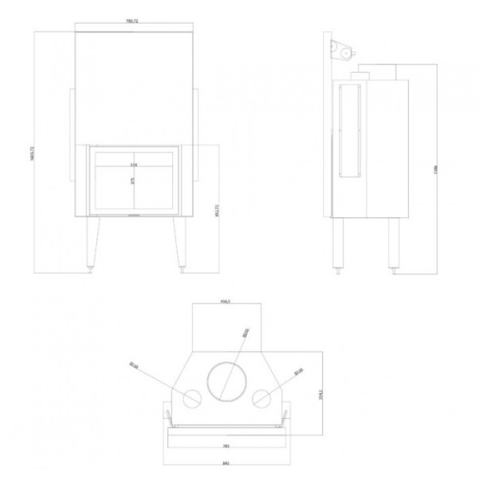 Takkasydän Balkan Energy ATS STRAIGHT AIR 700, ilmanjohtoineen, 14.89kW | Takkasydämet | Takat |