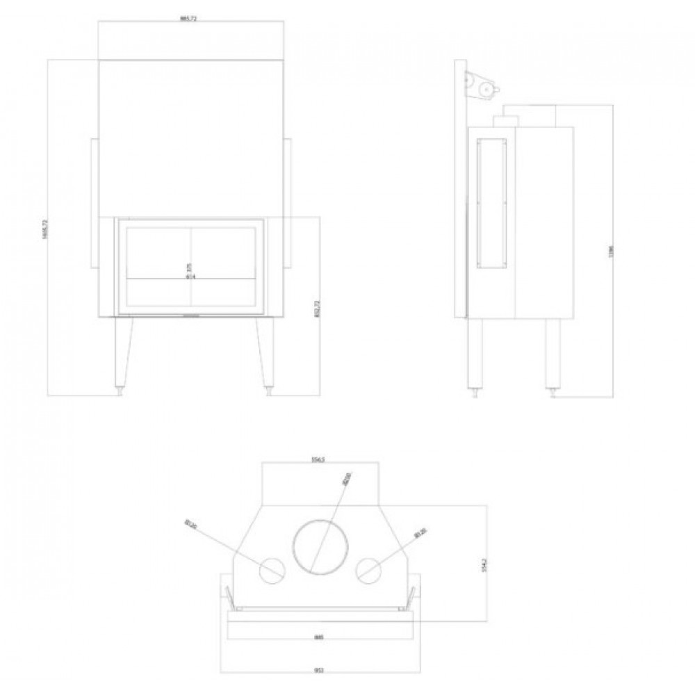 Takkasydän Balkan Energy ATS STRAIGHT AIR 800, ilmanjohtoineen, 15.95kW | Takkasydämet | Takat |