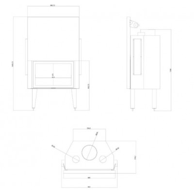 Takkasydän Balkan Energy ATS STRAIGHT AIR 800, ilmanjohtoineen, 15.95kW - Takkasydämet