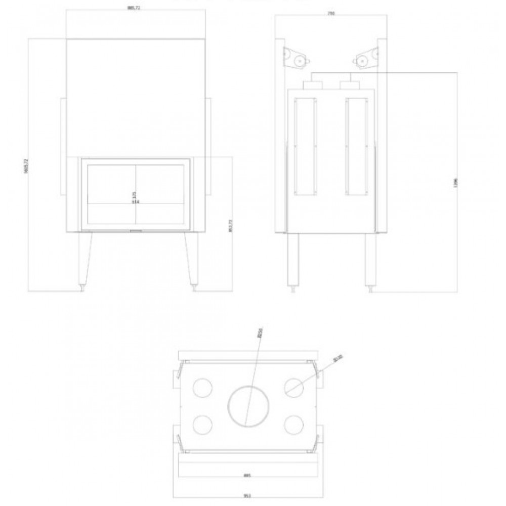 Takkasydän Balkan Energy ATS TUNNEL AIR 800, ilmanjohtoineen, 16.1kW | Takkasydämet | Takat |