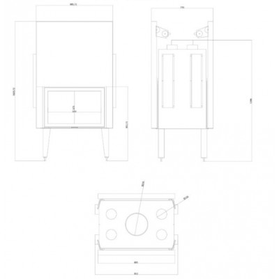 Takkasydän Balkan Energy ATS TUNNEL AIR 800, ilmanjohtoineen, 16.1kW - Takkasydämet