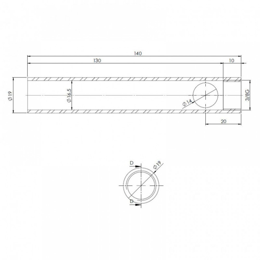 Putki pellettitakan sytyttimelle, halkaisija 19 mm, pituus 140 mm, kierre 3/8" | Pellettitakan Sytyttimet | Pellettitakan varaosat |