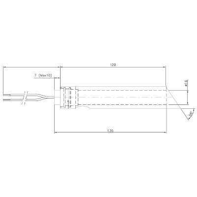 Sytytin/lämmitinsarja ohjausputkella pellettiuunille Jotul, Ravelli ja muut, kokonaispituus 144mm, 350W - Pellettitakan Sytyttimet