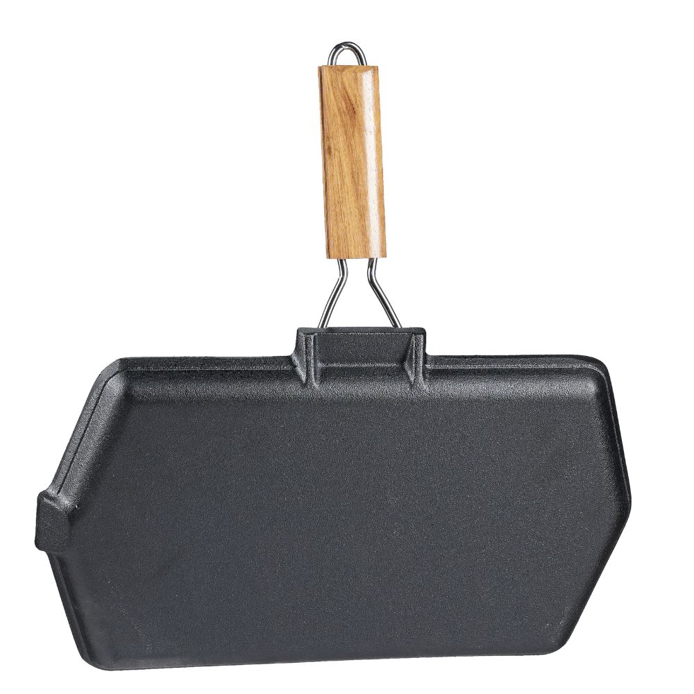 Valurautainen grillipannu taitettavalla puukahvalla, 35x21 cm |  |  |