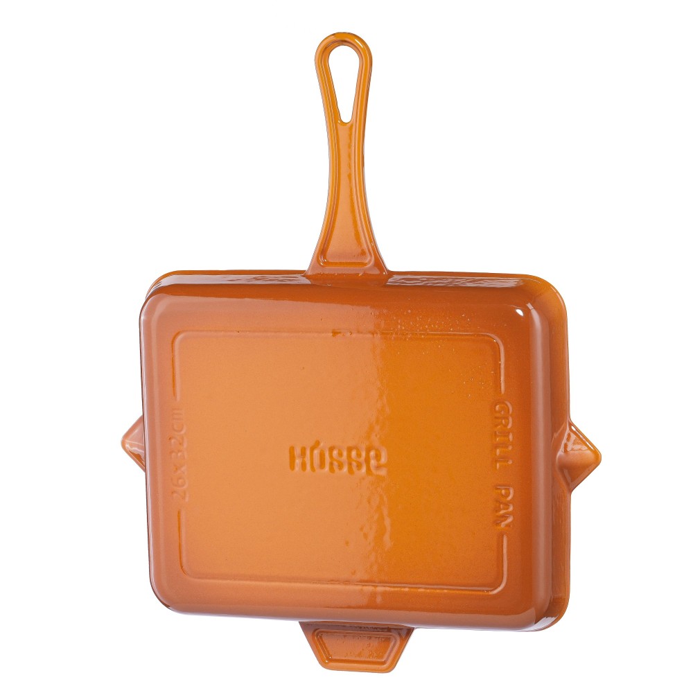 Emaloitu valurautainen grillipannu Hosse, Dijon, 26x32cm | Valurautainen grillipannu | Valurautapannu |