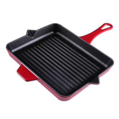 Emaloitu valurautainen grillipannu Hosse, Rubin, 26x32cm - Valurautainen grillipannu