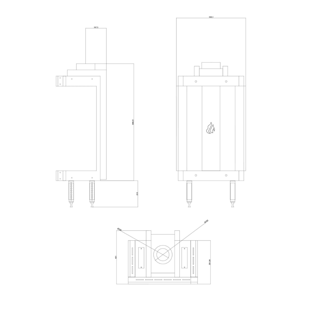 Kaasutakka Velmora Fire GAS STANDING PANORAMA, 3.9kW - 6.0kW | Kaasutakat | Takat |