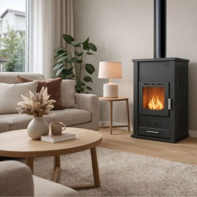 Vesikiertokamiina Velmora Fire ATS HYDRO musta, 33kW - Kamiinat / Valmistakat