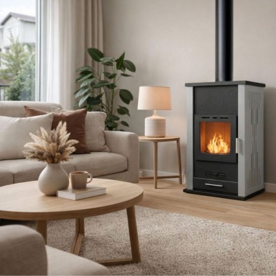 Vesikiertokamiina Velmora Fire ATS HYDRO harmaa, 33kW - Kamiinat / Valmistakat