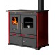 Puuhella Prometey Perfect Eco Lux oikealla savuhormilla, viininpunainen, 7.5kW |  |  |