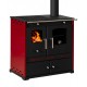 Puuhella Prometey Perfect Eco Lux oikealla savuhormilla, viininpunainen, 7.5kW |  |  |