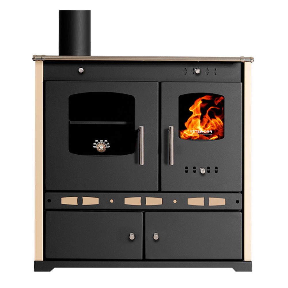 Puuhella Prometey Perfect Eco Lux vasemmalla savuhormilla, norsunluu, 7.5kW | Puuhellat |  |