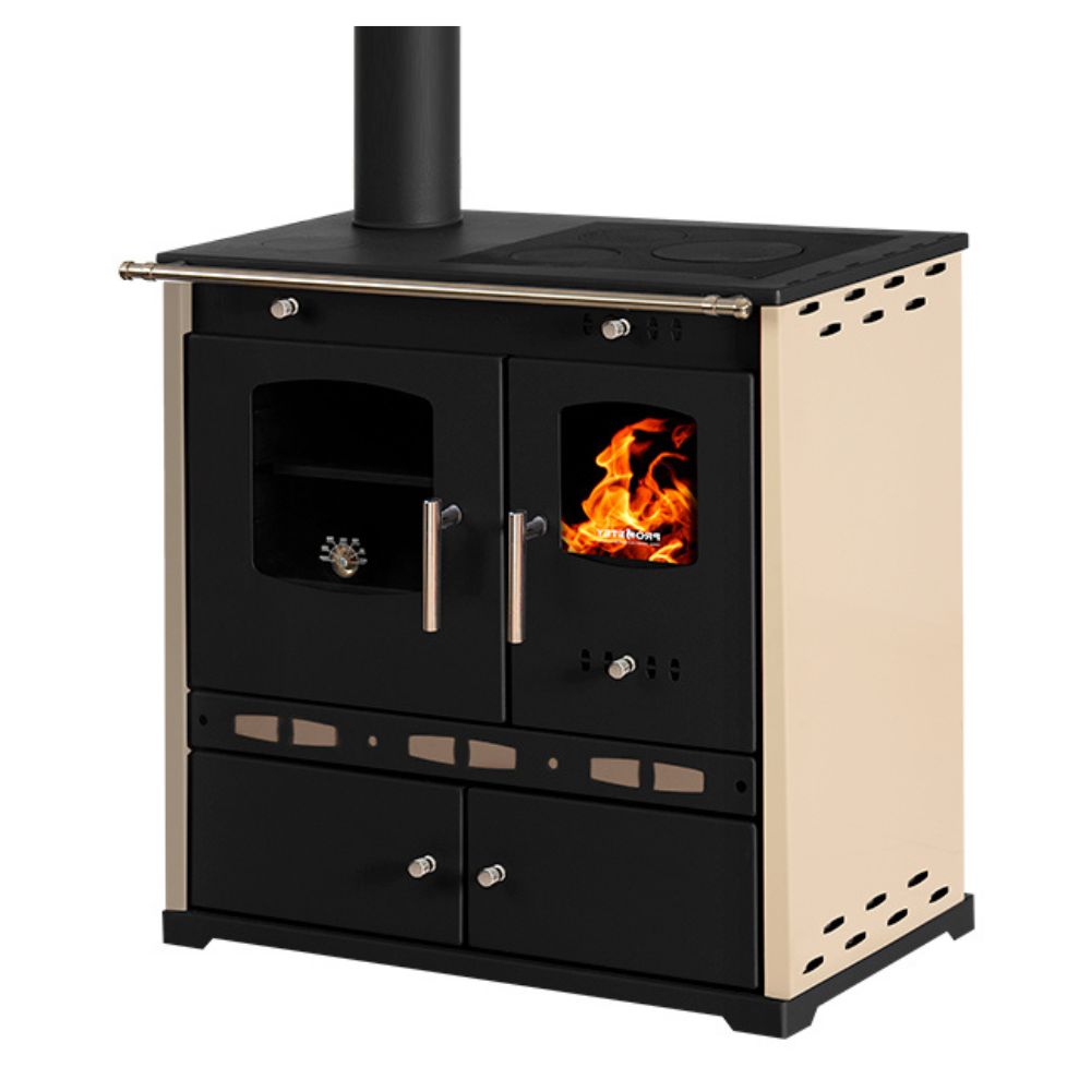 Puuhella Prometey Perfect Eco Lux vasemmalla savuhormilla, norsunluu, 7.5kW | Puuhellat |  |