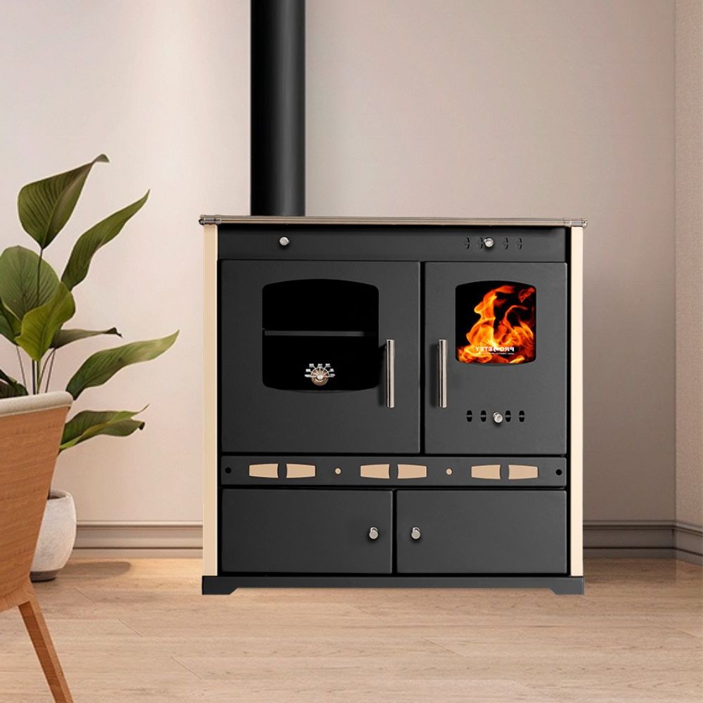 Puuhella Prometey Perfect Eco Lux vasemmalla savuhormilla, norsunluu, 7.5kW | Puuhellat |  |