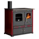 Puuhella Prometey Perfect Eco Lux vasemmalla savuhormilla, viininpunainen, 7.5kW |  |  |