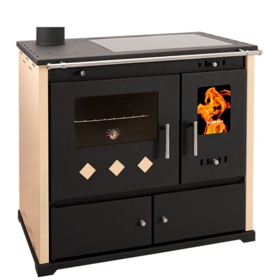 Puuhella Prometey Perfect Practik Lux keraaminen liesi, vasen savuhormi, norsunluu, 9.5kW - Puuhellat