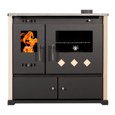 Puuhella Prometey Perfect Practik Lux, norsunluu, oikea savuhormi, 9.5kW - Puuhellat