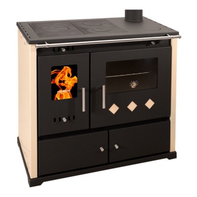 Puuhella Prometey Perfect Practik Lux, norsunluu, oikea savuhormi, 9.5kW - Puuhellat