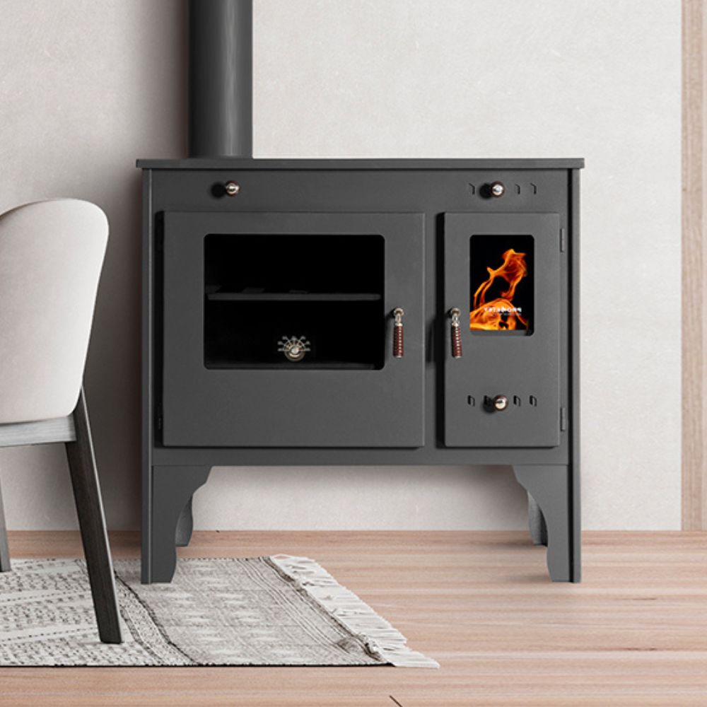 Puuhella Prometey Retro Eco vasemmalla savuhormilla, 7kW |  |  |