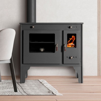 Puuhella Prometey Retro Eco vasemmalla savuhormilla, 7kW - Puuhellat