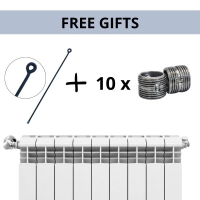 Täydellinen sarja alumiinipattereita Helyos Evo H600, 10 kpl × 10 osaa - Alumiiniset patterit