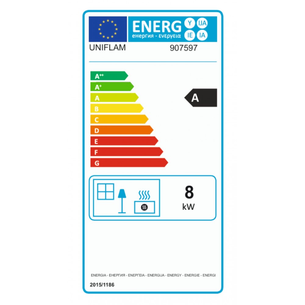 Takkasydän UNIFLAM 600 PLUS ECO savunventtiilillä ja ilmanotolla, 8 kW | Takkasydämet | Takat |