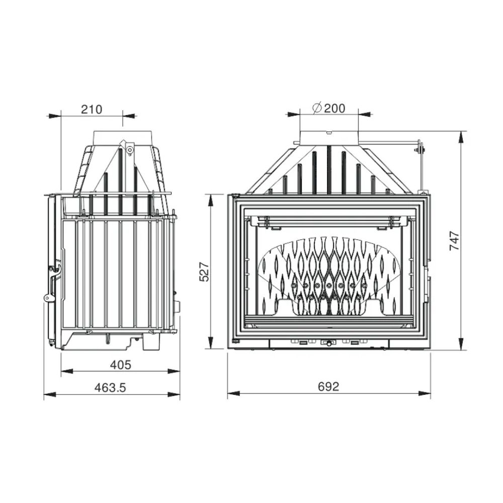 Takkasydän UNIFLAM 700 LUX ECO savunventtiilillä, 12 kW | Takkasydämet | Takat |