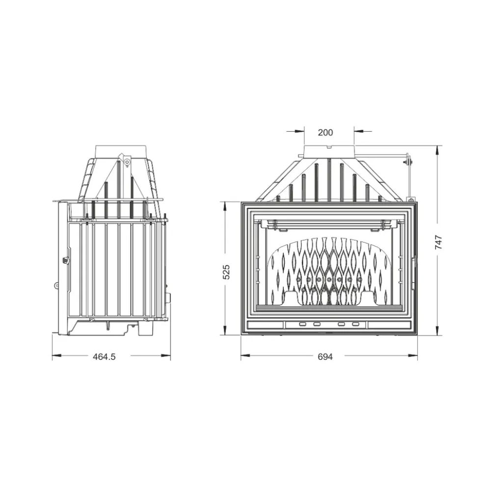 Takkasydän UNIFLAM 700 OPTIMA ECO savunventtiilillä ja ulkoisella ilmansaannilla, 12 kW | Takkasydämet | Takat |
