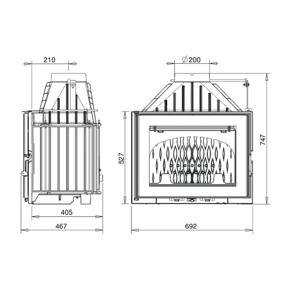 Takkasydän UNIFLAM 700 PLUS ECO savunventtiilillä ja ulkoisella ilmansaannilla, 12 kW | Takkasydämet | Takat |