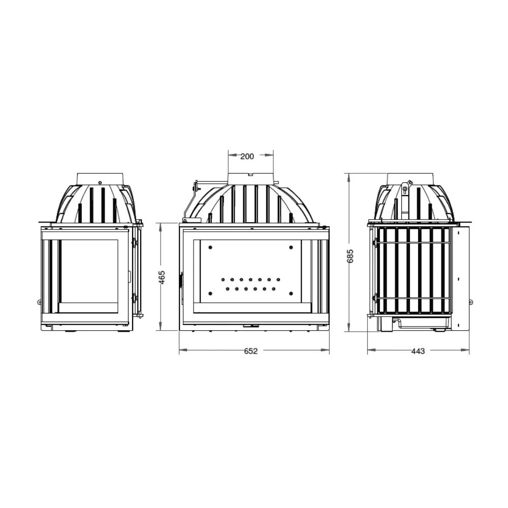 Takkasydän UNIFLAM 700 PLUS ECO savunventtiilillä, oikea puoli, 9 kW | Takkasydämet | Takat |