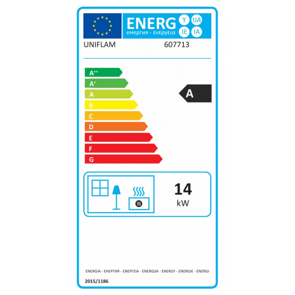 Takkasydän UNIFLAM 700 STANDARD savunventtiilillä, vasen puoli, 14 kW | Modernit takat | Takat |