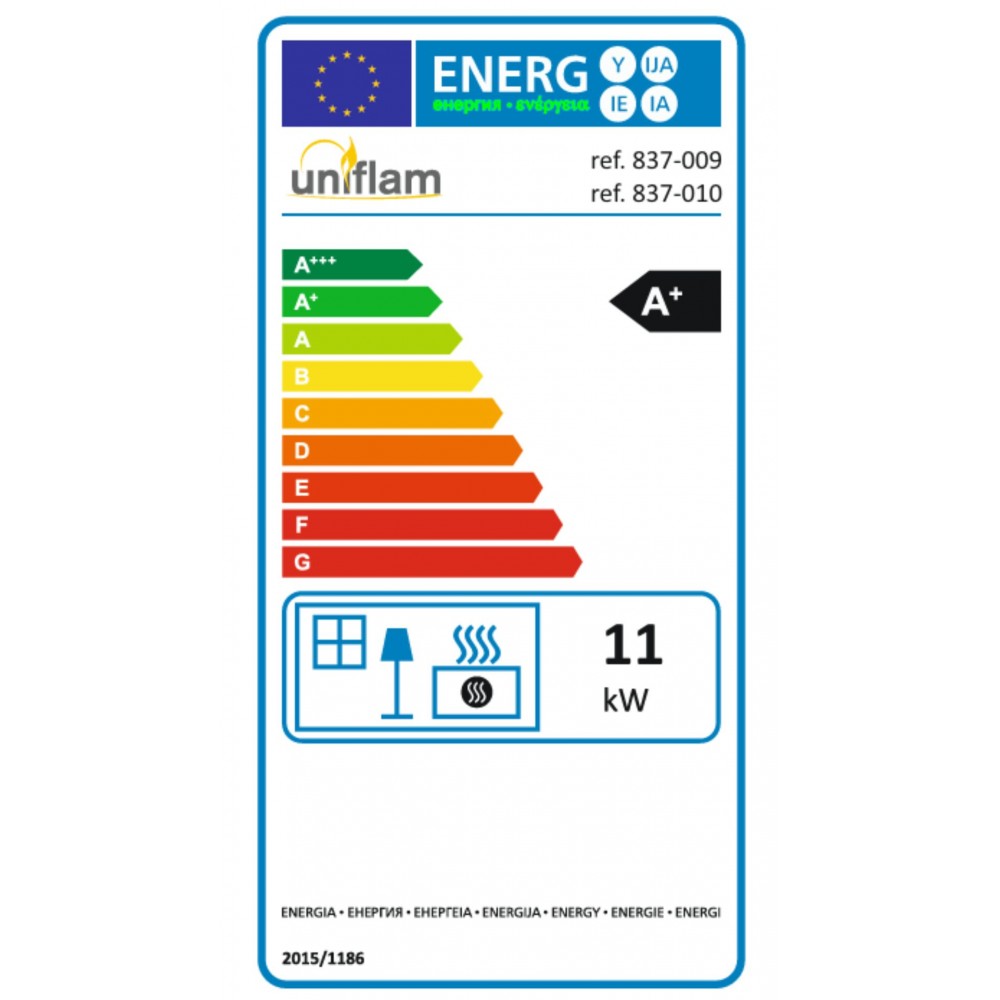 Takkasydän UNIFLAM 760 DURO ilmanjohtoineen ja ilmanotolla, 11 kW | Takkasydämet | Takat |