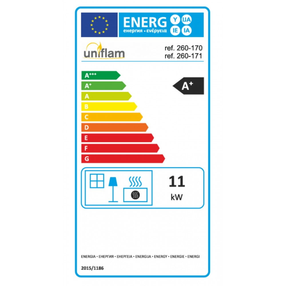 Takkasydän UNIFLAM 760 EVO nostoluukulla ja ilmanotolla, 11 kW | Takkasydämet | Takat |