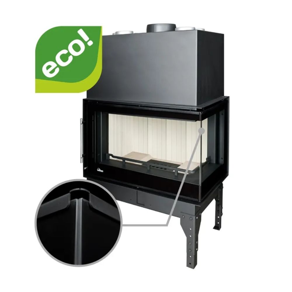 Takkasydän UNIFLAM 860 EVO PBS ilmakanavilla ja ilmanotolla, oikea puoli, 15 kW | Takkasydämet | Takat |