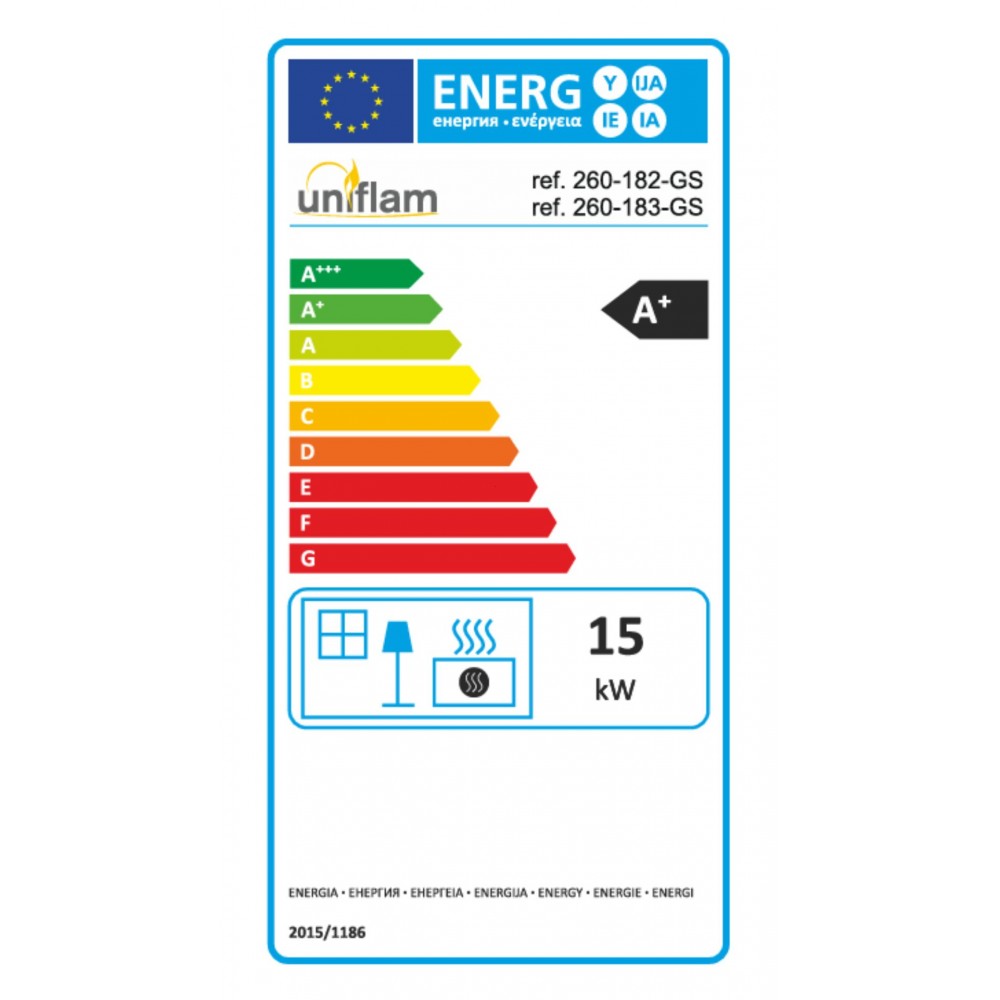 Takkasydän UNIFLAM 860 EVO PBS ilmakanavilla ja ilmanotolla, oikea puoli, 15 kW | Takkasydämet | Takat |