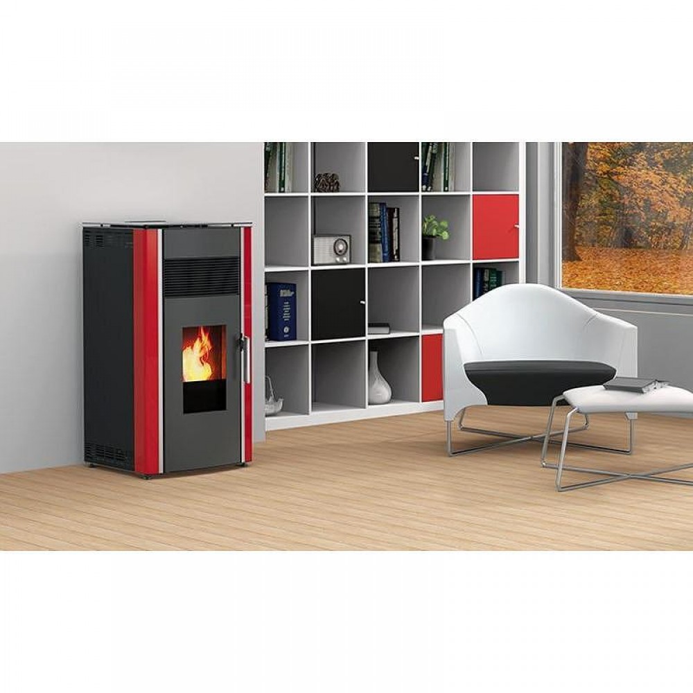 Pellettitakka Alfa Plam Luca, Punainen, 8 kW | Ilmanvaihtavat pellettitakat | Pellettitakat |